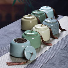 Caja de almacenamiento de té de cerámica, tarro hermético grande con patrón de hielo celadón para té, café, hierbas, dulces, Chocolate, azúcar y especias 2024 - compra barato