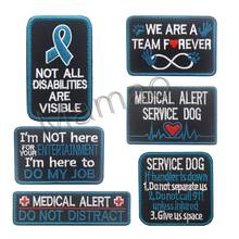 6 pieces / set Embroidered patches Blue Pink Service Dog ceo-friendly handmade 3D Hook & Loop patch jacket patch 2024 - buy cheap