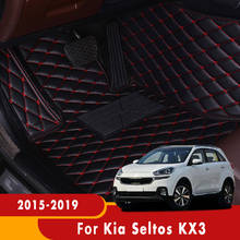 Tapete automotivo para kia seltos kx3, 2019, 2018, 2017, 2016, 2015, acessório personalizado, couro 2024 - compre barato