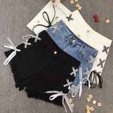 Sexy Summer Women Denim Shorts 2020 New Black Blue High Waist Ripped Short Jeans Femme Tassel Lace Up Bandage Hotpants 2024 - buy cheap