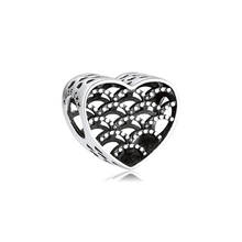 BEADS for Jewelry Making BraceletS Openwork Heart cHarMs 100% 925 OrigiNal Sterling Silver Jewerly Free Shipping 2024 - buy cheap