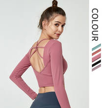 New Style Halter Sports Top With Beautiful Back Sexy Fashion Top Long Sleeve Fitness Sport wear Women Clothing Female T-Shirt 2024 - buy cheap