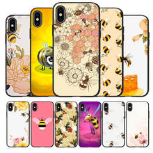 Capa de celular com estampa de arte bee, capa de silicone preta de desenho animado para iphone 12 xr xs max 5 75 se 2020 6 6s plus 7 8x11pro max 11 2024 - compre barato