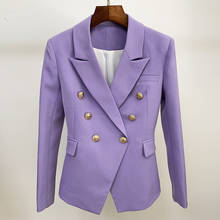 Blazer feminino violeta de alta qualidade, novo terno de outono, clássico, dourado, abotoaduras, botões, escritório, mulheres, casacos, dropship, 2021 2024 - compre barato