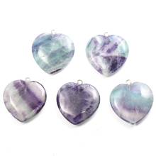 Colgante de piedra semipreciosa Natural de fluorita en forma de corazón DIY para hacer collares y pulseras 2024 - compra barato