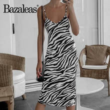 2021 Women Summer Dress Vintage Dresses Slim Zebra Stripe Print Vestidos Elegant 2021 Spaghetti Strap 2024 - buy cheap