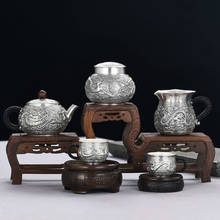 Dragon and Phoenix sterling silver Kung Fu tea set 999 sterling silver teapot, justice cup, tea can, sterling silver teacup set 2024 - buy cheap