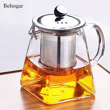 Behogar 350ml 550ml 750ml Glass Sqaure Teapot High Temperature Resistant Loose Leaf Flower Tea Coffee Pot w/Infuser Strainer Lid 2024 - buy cheap