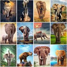 Pintura de elefante com diamante 5d faça você mesmo, resina redonda completa, bordado, animais, mosaico, strass, decoração da casa, arte de parede 2024 - compre barato