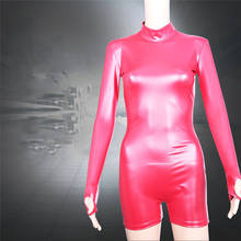 Sexy Women Cosplay 3D Full Bodysuit Bandage Latex Elasitc Sexy Tight Oil Shiny Catsuit Bodycon Jumpsuit Club Wear With Glove 2024 - buy cheap