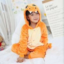 Fire Dragon Dinosaur Cosplay Costume Kids Clothes Flannel  Kigurumis Overall Zipper Onesie Boy Girl Suit Cartoon Outfit 2024 - buy cheap