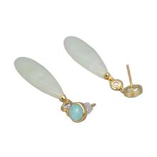 GG Jewelry Natural 2" Crystal Jades Teardrop Green Jades Amazonites Stud Earrings Ethnic Style For Women Lady Girl Gift Jewelry 2024 - buy cheap