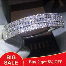 Romantic Lady Bangle Princess cut 5A cubic zirconia stone bracelet White Gold Filled Engagement wedding Bangles for women 2024 - buy cheap