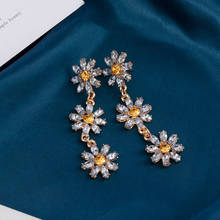 Korean Statement Crystal Earrings for Women Fashion Jewelry Geometric Metal Flower Long Drop Dangle Earrings kolczyki 2020 New 2024 - buy cheap