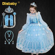 Vestido de Elsa para fiesta de cumpleaños, manga de tul de Boutique, lentejuelas, copo de nieve, para niñas, Reina de la nieve, disfraz de princesa de Año Nuevo 2024 - compra barato