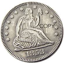 US 1853 Seated Liberty Quater Dollar Silver Plated Copy  Coin 2024 - buy cheap