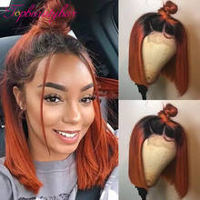 Ombre Ginger Short Bob Wigs Transparent Lace Wigs Orange Color Bob Wig Lace Front Human Hair Wigs Brazilian Remy Human Hair Wigs 2024 - buy cheap