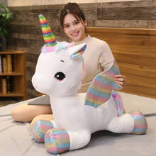 Giant Size Unicorn Plush Toy Rainbow Glowing Wings Stuffed Unicornio Doll Animal Horse Toy For Girl 2024 - buy cheap