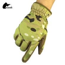 Военные камуфляжные тактические перчатки на открытом воздухе Пейнтбол страйкбол стрельба боевые противоскользящие велосипедные теплые лыжные перчатки полный палец 2024 - купить недорого