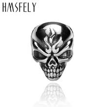 HMSFELY 316l Stainless Steel Flame skull Beads Accessories For DIY Leather Bracelet Jewelry Making 8mm Big Hole Size Bead 5pcs 2024 - buy cheap