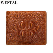 WESTAL men's wallet crocodile pattern genuine leather luxury purse vintage coin purse money bag card holder design wallet 4223 2024 - buy cheap