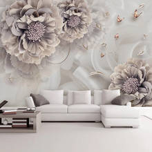 Custom 3D Photo Wallpaper Peony Flower Butterfly Jewelry 3D Relief Wall Painting Mural Living Room Sofa TV Background Wall Paper 2024 - buy cheap