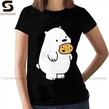 Camiseta de oso Polar para mujer, de gran tamaño Camisa de algodón, divertida, de manga corta, con dibujo de oso de hielo y galletas 2024 - compra barato