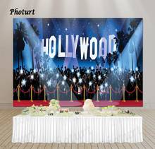 Photurt-tapete vermelho tipo hollywood, decoração de aniversário para fotografia, cenário com faixa de flash, adereços de vinil em poliéster 2024 - compre barato