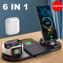 Estación de carga inalámbrica Qi Fast 6 en 1 de 10W para Iphone Airpods USB Tipo C Cargadores de teléfono con soporte para Apple Watch Airpods Carga 2024 - compra barato