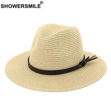 Женская соломенная шляпа SHOWERSMILE, шляпа от солнца с широкими полями, летняя классическая шляпа для пляжа 2022 - купить недорого