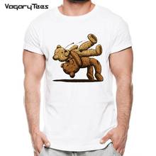 2020 Summer Super Cute bear hug Design T Shirt Men's Funny Animal Graphics Printed Tops Hipster Tees 2024 - buy cheap