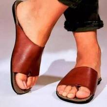 Шлепанцы женские кожаные, повседневные сандалии, без застежки, плоская подошва, пляжная обувь, сланцы 2024 - купить недорого