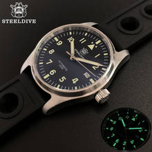 Relógio masculino de aço inoxidável, relógio piloto automático nh35 de cristal safira 1940, relógio mecânico com resistência a água de 200m para mergulho 2024 - compre barato