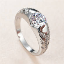 Винтажное женское кольцо с белым кристаллом и камнем, очаровательное серебряное тонкое обручальное кольцо, милые свадебные круглые циркониевые Свадебные Кольца для женщин 2024 - купить недорого