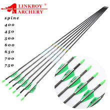 12pcs Linkboy Archery Carbon Arrows Spine550-900 ID3.2mm 1.75inch plastic vanes 120gr tips for recurve bow longbow hunting 2024 - buy cheap