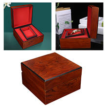 Caja de almacenamiento de reloj de madera, soporte de exhibición de reloj de pulsera con cojín rojo para viaje 2024 - compra barato