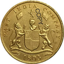 Золотое покрытие, медь 1803, Индия-британские монеты с 5 наличными, копия, бесплатная доставка, 21 мм 2024 - купить недорого