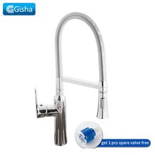 Gisha Brass Polished Chrome Kitchen  Pull Out Chrome Brass Faucet Kitchen Sink Tap Stream Sprayer Swivel Spout Sink Faucet 2024 - buy cheap