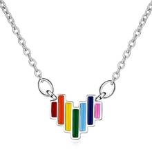 Doce arco-íris coração pingente colares para mulher tendência curto clavícula corrente presentes de festa jóias san202 2024 - compre barato