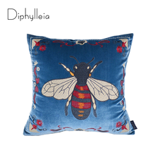 Diphylleia American style Waist Pillow Cover Living Room Sofa Cushion Cover Rural Retro Bee Velvet Embroidered Coussin 50x50cm 2024 - buy cheap