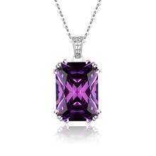 Szjinao Silver Pendant For Women Real 925 Sterling Silver Vintage Purple Crystal Gemstone Rectangle Fashion Jewelry Handmade New 2024 - buy cheap