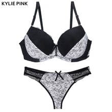 Kylie sutiã rosa e conjunto de calcinha, roupas íntimas de renda 3/4 copo busto tanga lingerie plus size, sutiã sexy feminino, trajes 2024 - compre barato