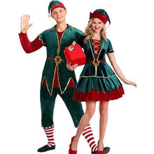 Conjunto completo de traje de natal para homens e mulheres, fantasia de natal de elfo, casal, vestido cosplay, carnaval verde, suprimentos de festa c77721ad 2024 - compre barato