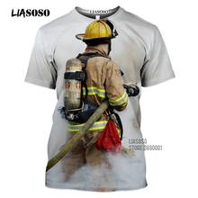 Liasoso bombeiro fogo fighter força t camisa 3d impressão das mulheres camiseta casual harajuku fitness pullovers t camisa superior roupas 2024 - compre barato