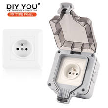 IP66 FR French Standard Waterproof Outdoor Wall Socket White Power Switch Socket For Home Garden 16A Outlet Grounded AC 250V 2024 - buy cheap