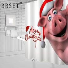 Animais dos desenhos animados cortina de chuveiro natal porco bonito criança engraçado padrão impermeável multi-tamanho cortina de bano decoração do banheiro 2024 - compre barato