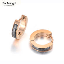 ZooMango Titanium Stainless Steel Cubic Zirconia Hoop Earrings Jewelry For Women Fashion Black Crystal Bohemia Earrings ZE19179 2024 - buy cheap