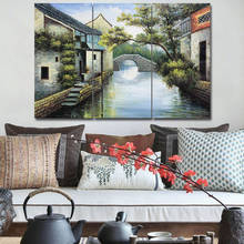 China's fishing and rice hometown oil painting 3pcs KIT HD Canvas Painting Modern Home Decoration Living Room Wall Decor Picture 2024 - buy cheap