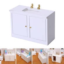 1/12 Dollhouse Bathroom Furniture Wood Sink Cabinet Model Decoration for Dolls House, Kids Pretend Play Toy Birthday Gifts 2024 - buy cheap