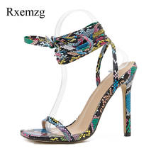 Rxemzg summer sandals stilettos high heels sexy Multicolor gladiator snake print sandals women shoes open toe ladies party 35-42 2024 - buy cheap